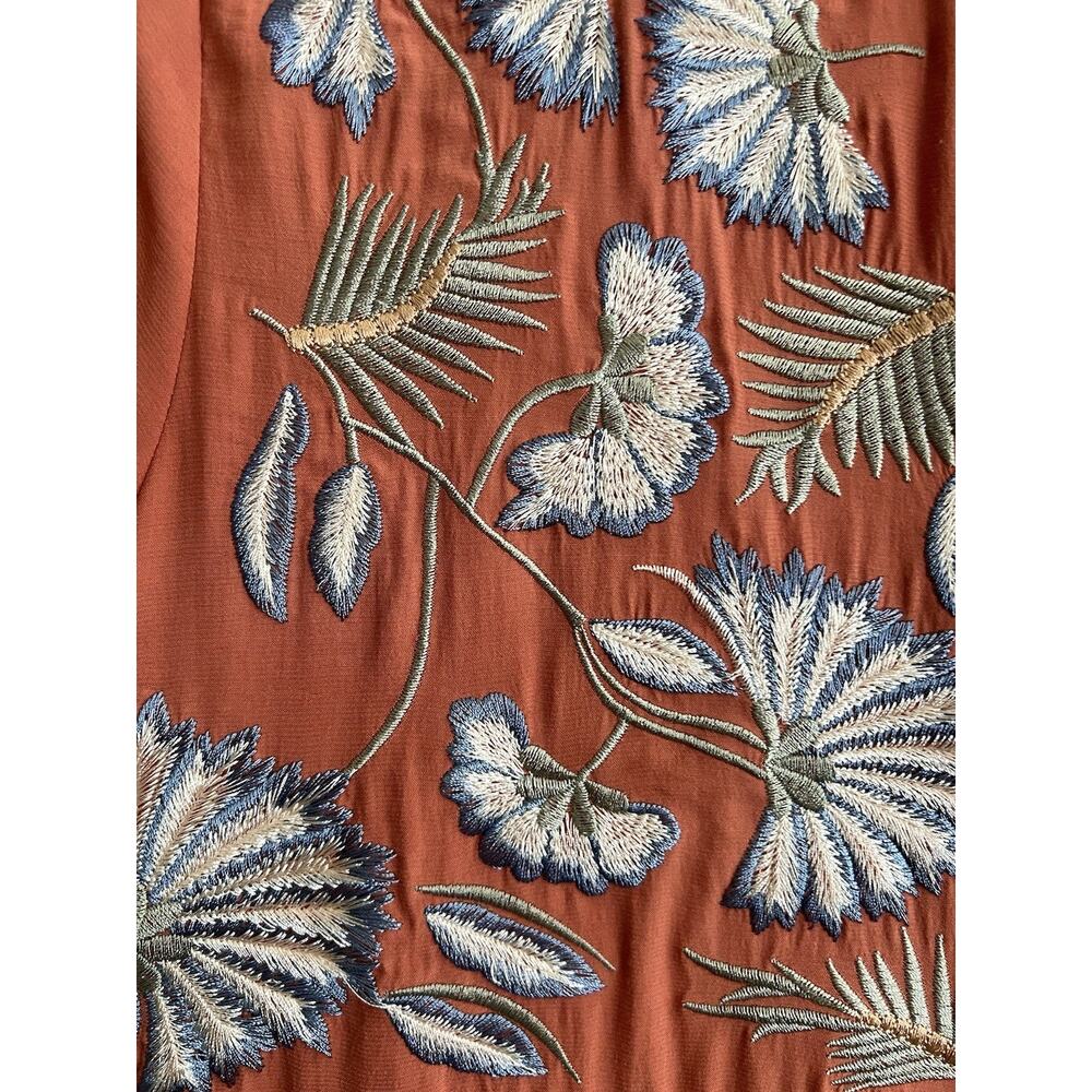 ENTRO Terracotta Blue Floral Embroidered Tiered Mini Dress - Picture 5 of 11
